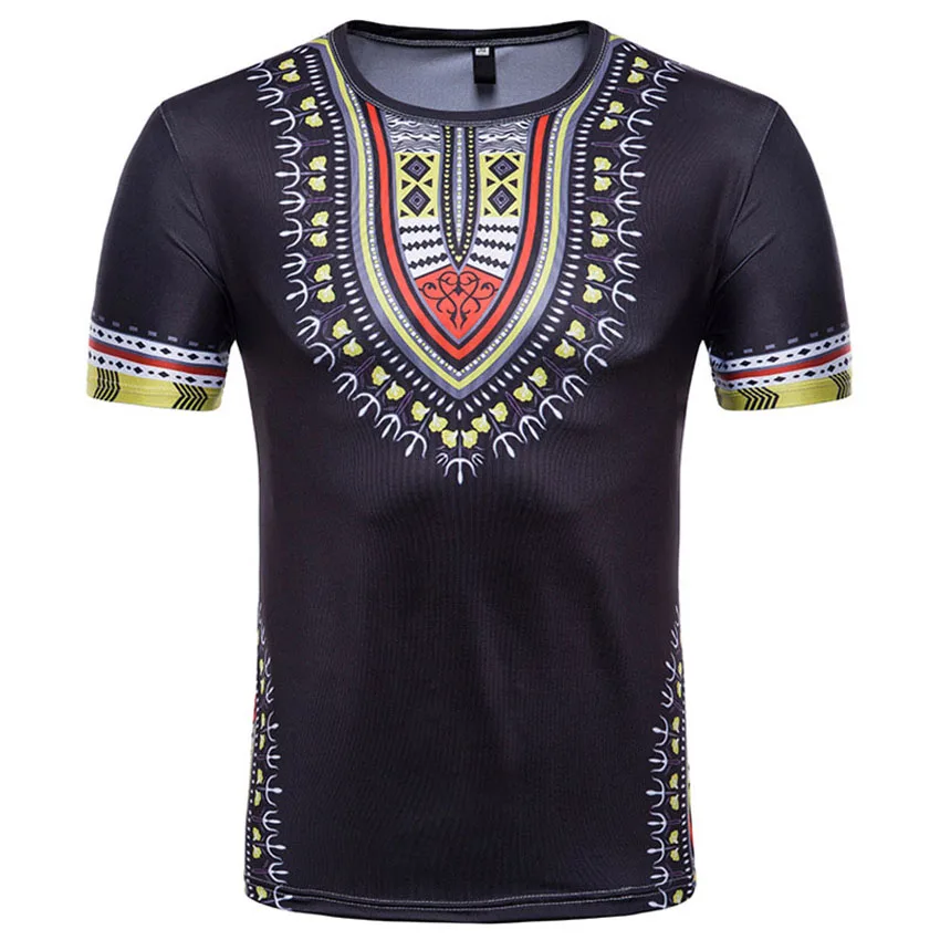 Мужские традиционные африканские костюмы летняя футболка с 3D принтом Дашики