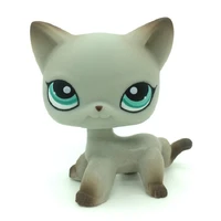 original pet shop lps toys standing old short hair cat 391 real rare egyptian grey blue eyes animal kids collectible gifts
