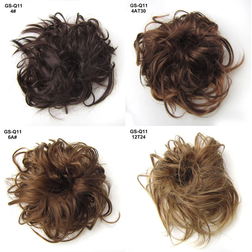Искусственные волосы в пучок кудрявые шиньоны для женщин эластичные резинки