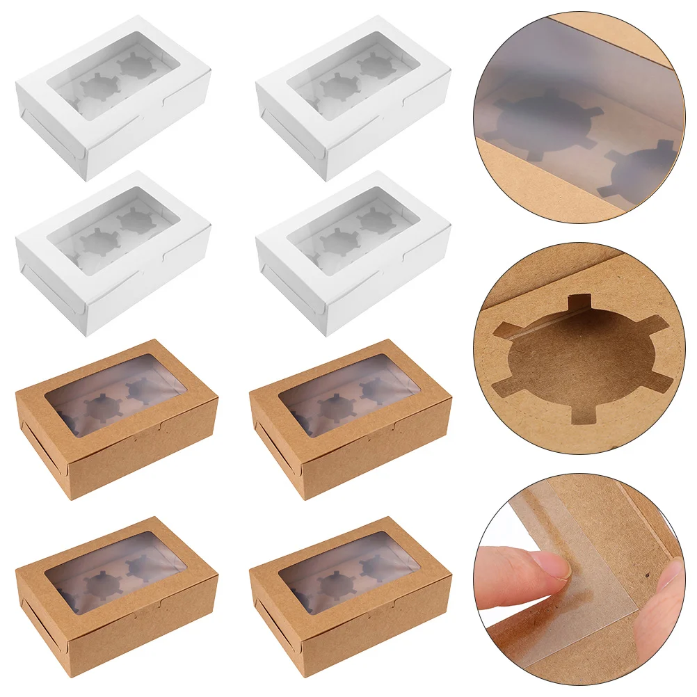 

1 Set 20Pcs Kraft Paper Cake Packing Boxes Cupcake Dessert Boxes with Inserts