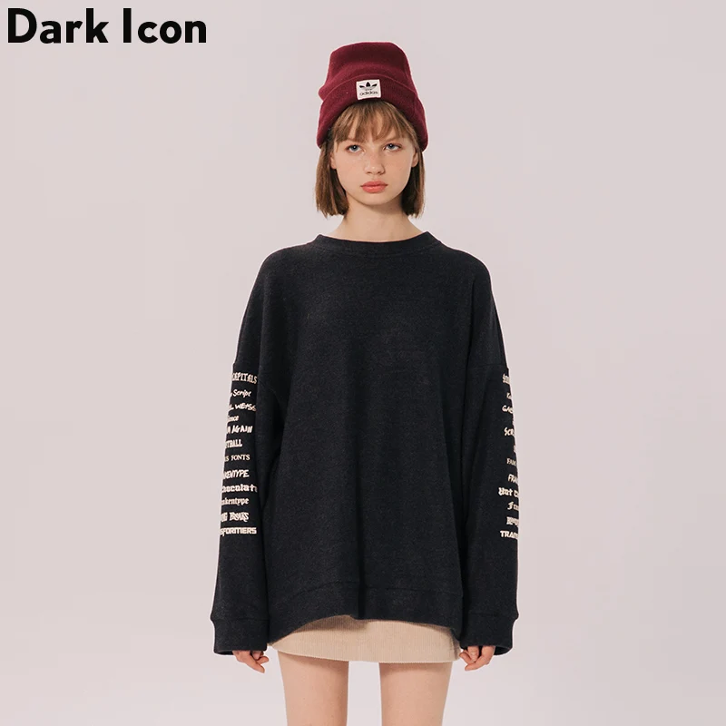 Флисовый Пуловер с принтом на рукавах Женская Толстовка 2019 осенняя уличная