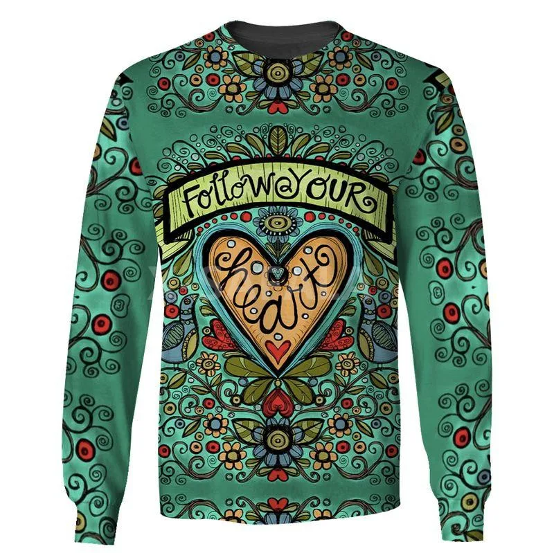 

Хиппи Follow Your Heart 3D принт Весна Толстовка человек 1 женщин Harajuku 1 Верхняя одежда на молнии пуловер Толстовка Повседневная одежда подходящая дл...