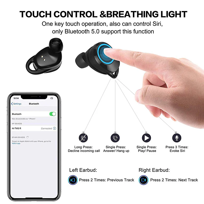 AERBOS Bluetooth 5 0 водонепроницаемый беспроводной наушник 3000 мАч Power Bank Handsfree наушники с
