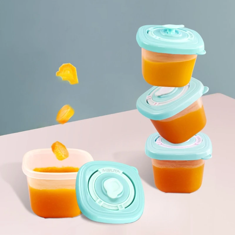 

6 Pcs/Set Baby Food Organizer Storage Plastic Containers Freezing Cubes Tray Pots Freezer A5YC