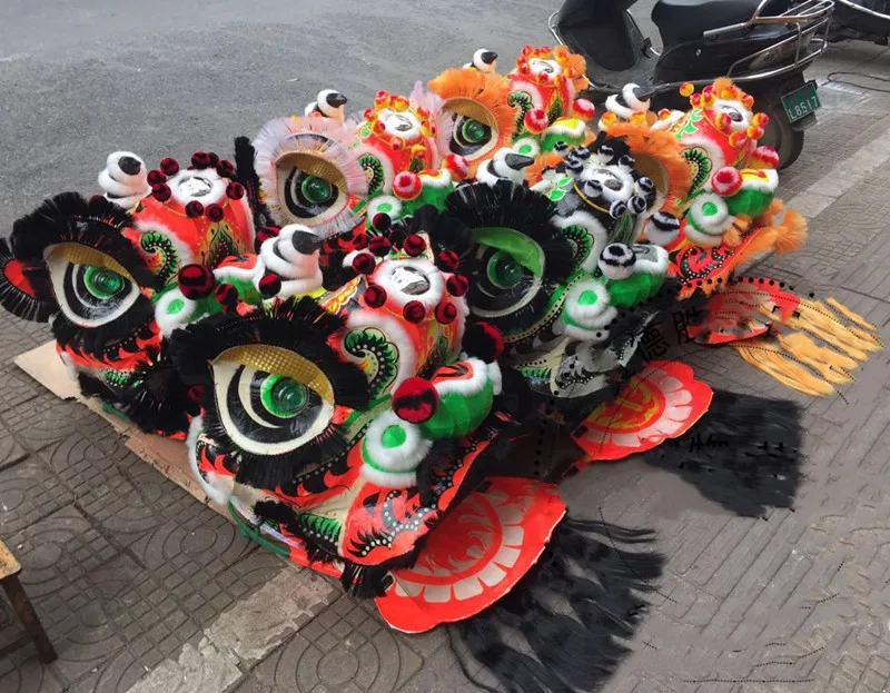 Южно Танцевальный Костюм Льва два взрослых льва наряд для танцев шерсть ручная