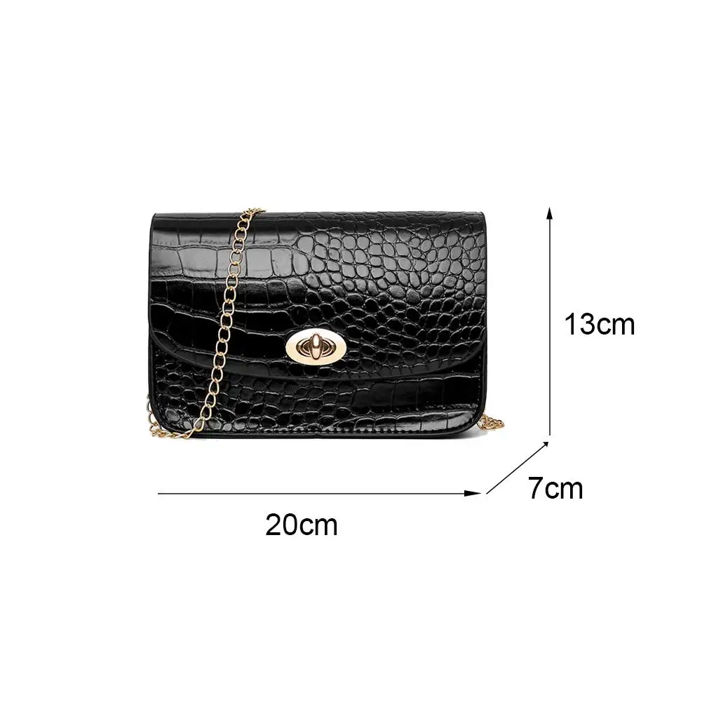 

Retro Crocodile Pattern Shoulder Crossbody Bag Women Casual PU Leather Messenger Handbags Portable Solid Color Travel Purse