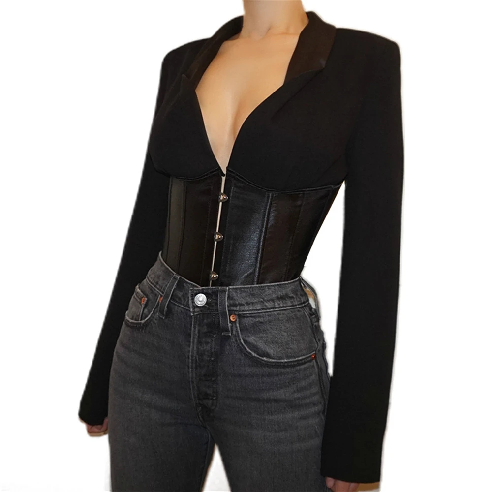 Женская Офисная футболка с длинным рукавом и V-образным вырезом | одежда