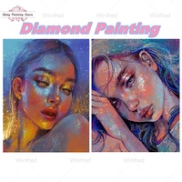 diy 5d diamond painting fantasy girl portrait full squareround diamond embroidery woman beauty diamond mosaic handicraft decor