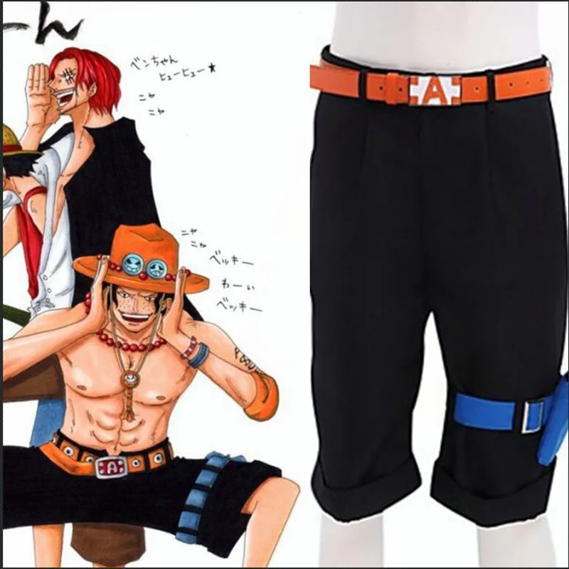 Аниме One piece Portgas D Ace Косплей костюмы брюки пояс летняя одежда комплект для