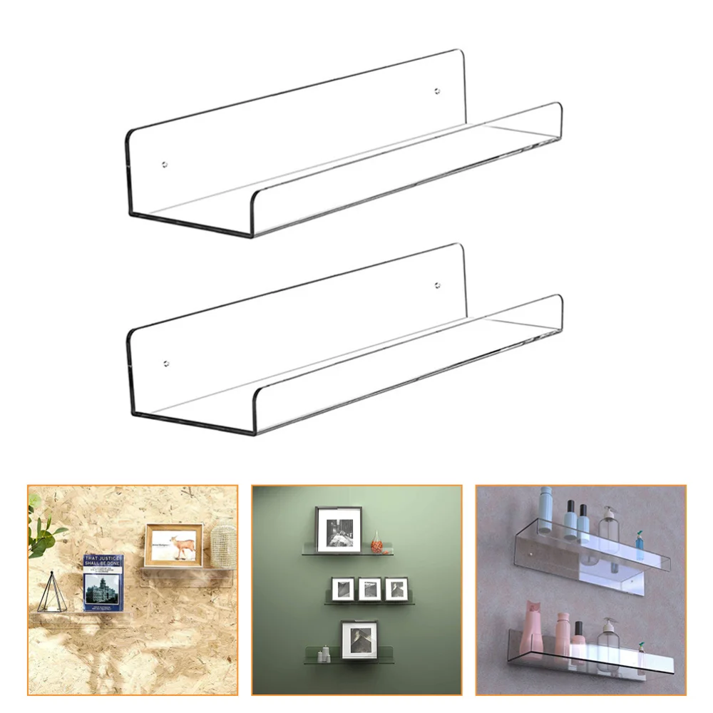 

2pcs Household Wall Mounted Shelves Acrylic Storage Racks Wall Hanging Holders