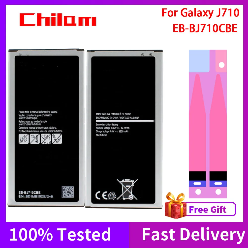 100% Оригинальный аккумулятор EB BJ710CBE для Samsung Galaxy J7 2016 J710 SM J710F J710M J710H J7108 J7109 3300 мАч