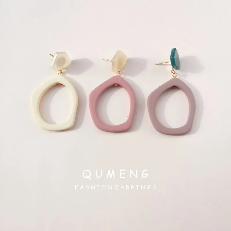 QUMENG корейские новые милые серьги 2020 геометрические гвоздики для женщин девушек