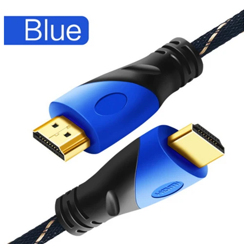 Высокоскоростной HDMI кабель позолоченный Соединитель с красной, черно-белой сеткой 1080 P, 0,5 m, 1 m, 1,5 m, 2 m, 3 m, 5 m, 8 m, 10m - Цвет: Синий
