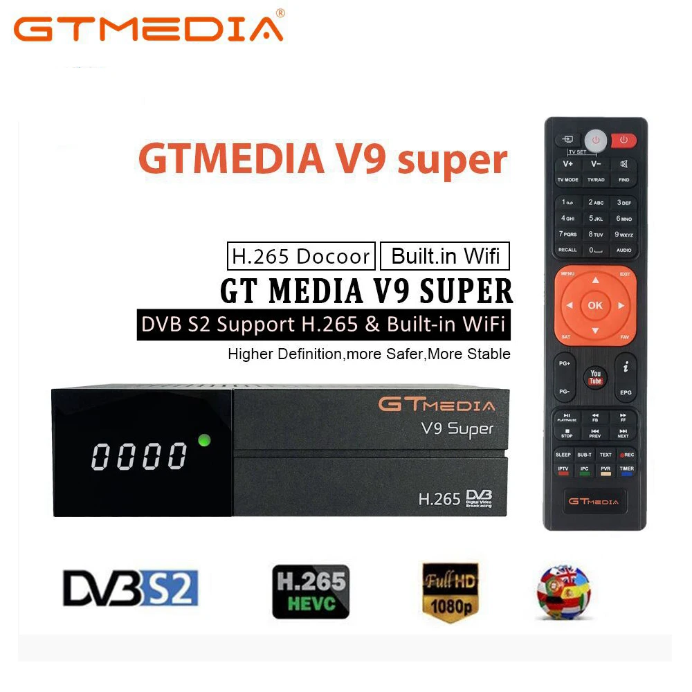 Суперспутниковый ресивер GTMedia V9 DVB S2 H.265 встроенный Wi Fi GTmedia V8 NOVA супер