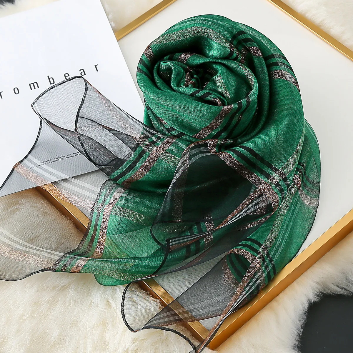 

[PTAH] Temperament Large Silk Scarf Women Lightweight Small Square Neckerchief Breathable Printed Scarf High Quality 200*80cm