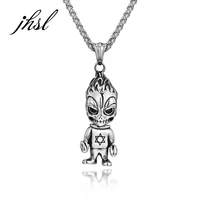 jhsl hiphop rock men sports pendants necklace doll silver color stainless steel fashion jewelry party gift