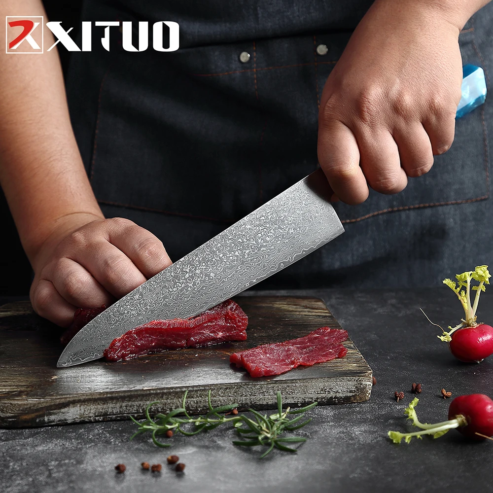 Кухонный нож XITUO набор ножей из дамасской стали профессиональный VG10 шеф-повара