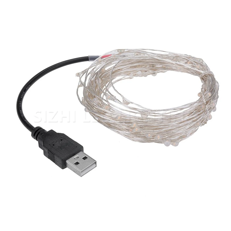 Светодиодная гирлянда 10 м 5 100 светодиодов 50 В питание от USB уличное освещение