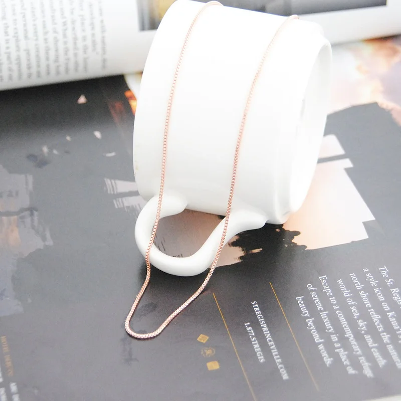 hot brand womens fashion fine jewelry rose gold collares box chain necklace for men women free global shipping