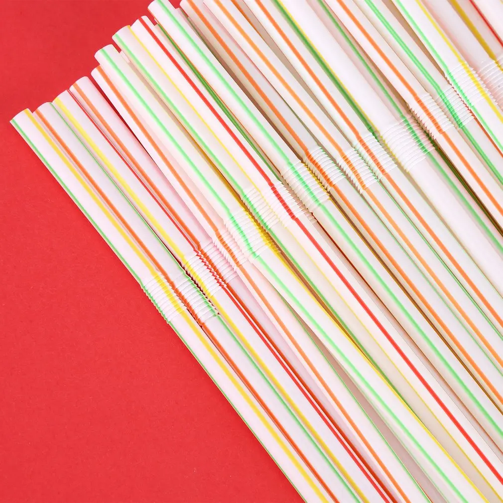 100 Pcs Flexible Plastic Solid White Party Tea &amp Coffee Shop Disposable Drinking Straws Wedding Decorations | Дом и сад