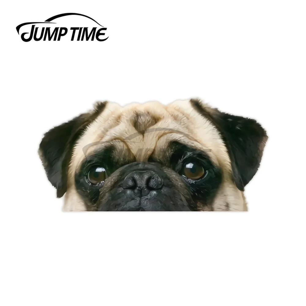 Водостойкая виниловая наклейка JumpTime для мопса, 13x5,6 см