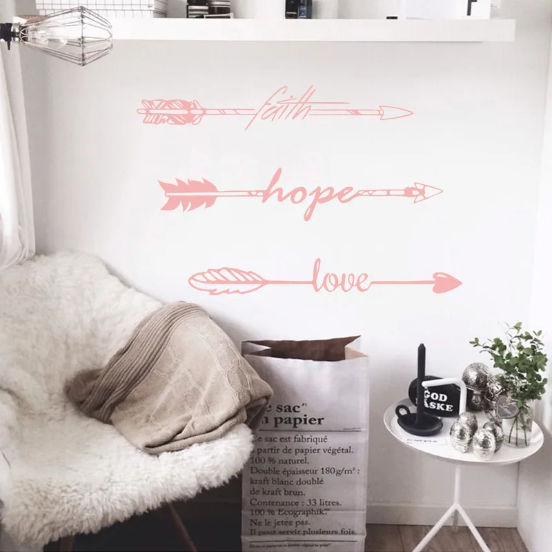 Скандинавская стрелка Вера надежды любовь Виниловая наклейка на стену для