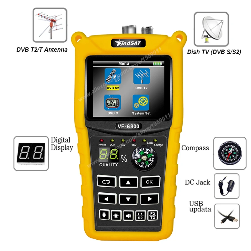Спутниковый искатель VF-6800 комбинированный спутниковый Dvb-t2/DVB S2/DVB C ресивер Dvb t2