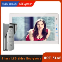 neocoolcam home 9 inch lcd monitor wired video door phone doorbell intercom system ir night vision aluminum alloy call camera