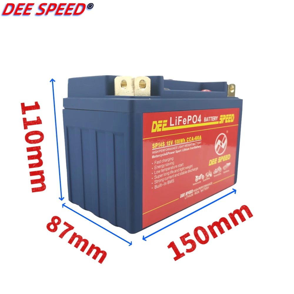 SP14S Lifepo4 12V батарея для мотоцикла ups 14ah 150*87*110 железная литиевая мотора gel Bateria 12v с bms