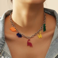 new ins choker hip pop pendant necklace twist chain cartoon acrylic dinosaur clavicle chain necklaces for women fashion jewelry