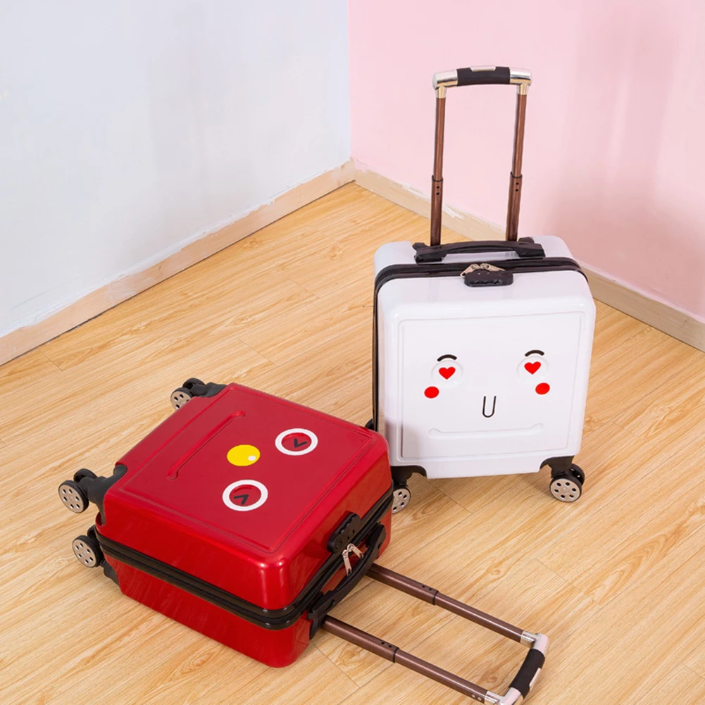 

20 inch Cute Cartoon Robot Suitcases Luggage Bags Rolling Wheels DIY Smiling Face Suitcase Children Kids Student Travel Casual T