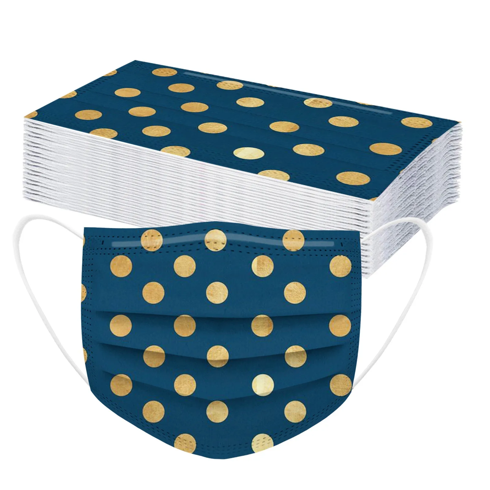 Маска одноразовая трехслойная унисекс фильтр для лица с волнистым принтом ушной