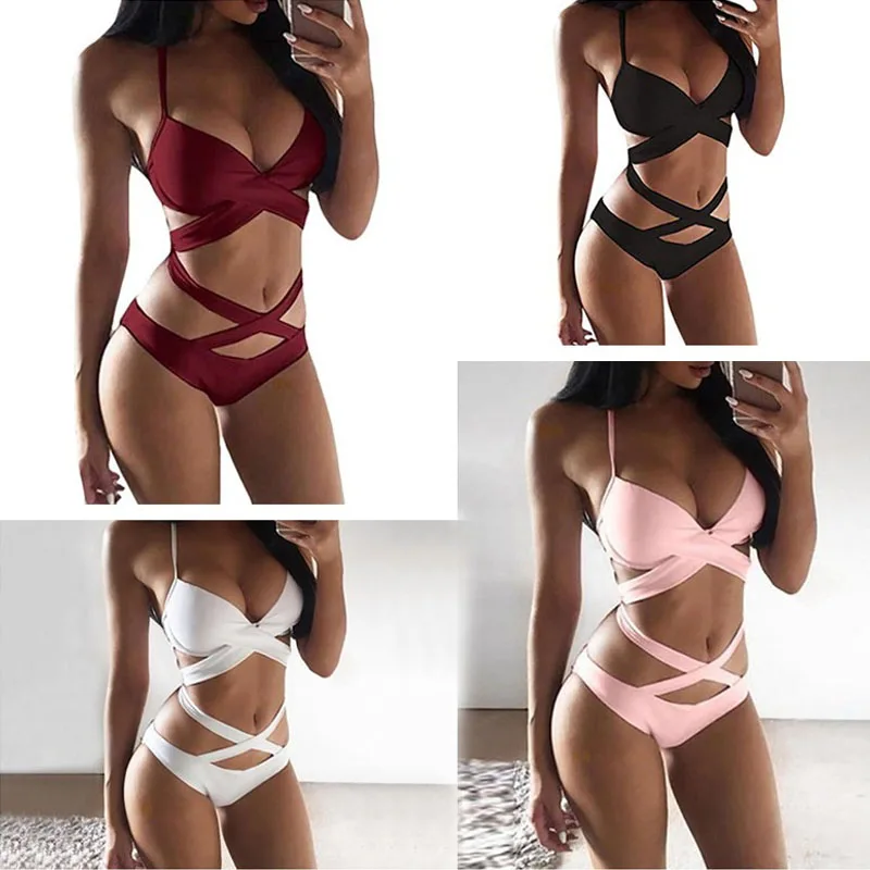 Пикантные открытые бикини Push up Мягкие Купальники Для женщин Traje de bano mujer трикини