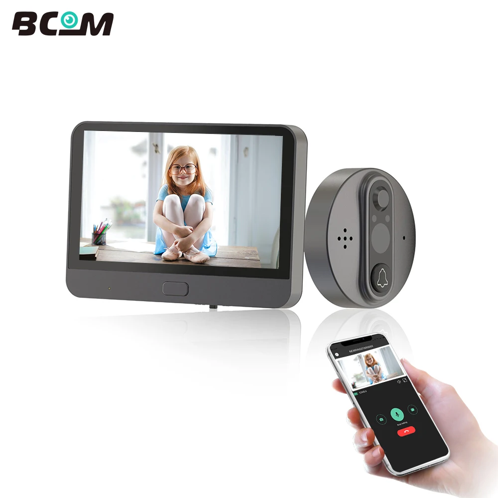 Bcom Wifi Video Intercom For Home Door Bell Video Peephole Camera Wifi Wireless Doorbell Tuya Smart Home Video-eye Intercoms enlarge