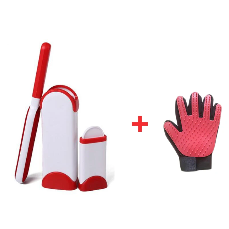 Left-Brush Red Новые Pet набор чистящих средств для ухода за 2 шт. комплект для профессиональной стрижки собак, котов перчатки удаления волос нежный Deshedding массажные перчатки для домашних животных идеальный набор - Цвет: Left-Brush Red