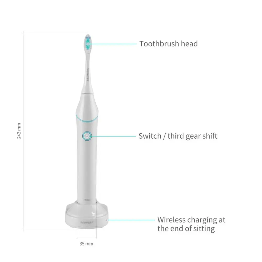 

SN601 Sonic Electric Toothbrush Waterproof Anti-Slip Plaque Control Rechargeable Tooth Brush Dental Care