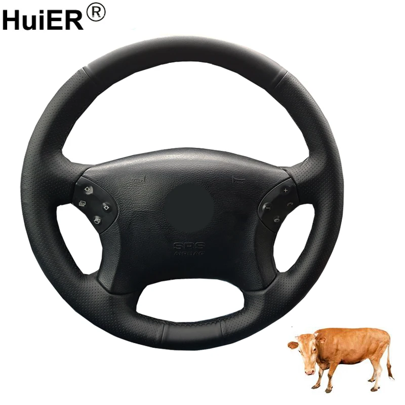 

Ручное шитье чехол рулевого колеса автомобиля черная коровья кожа для Mercedes Benz W203 C-Class 2001 2002 2003 2004 2005 2006 2007