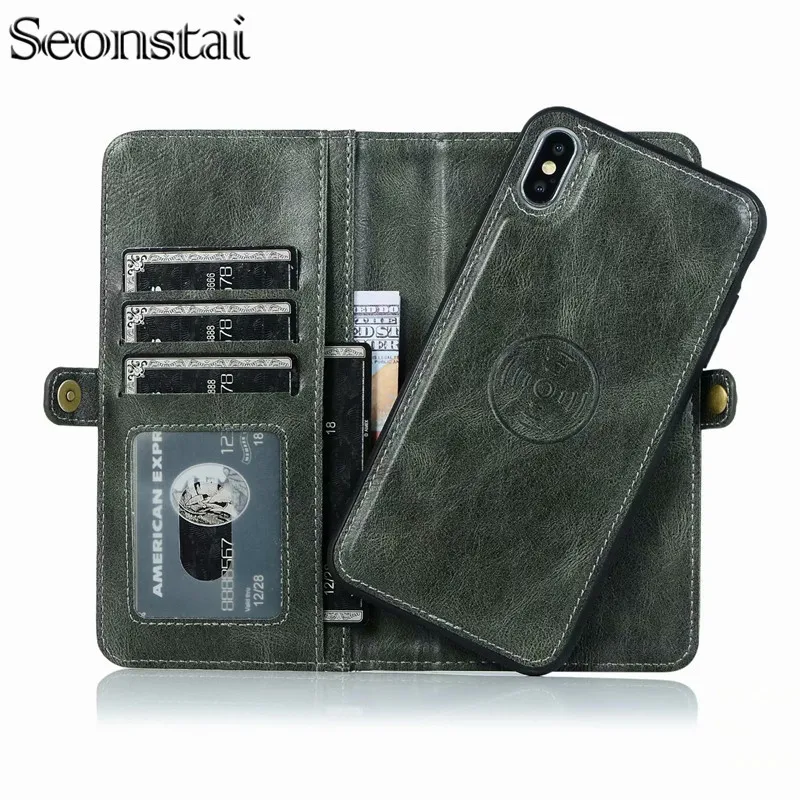 Магнитный съемный чехол бумажник 2 в 1 для iPhone 11 Pro Max магнитный книжка из