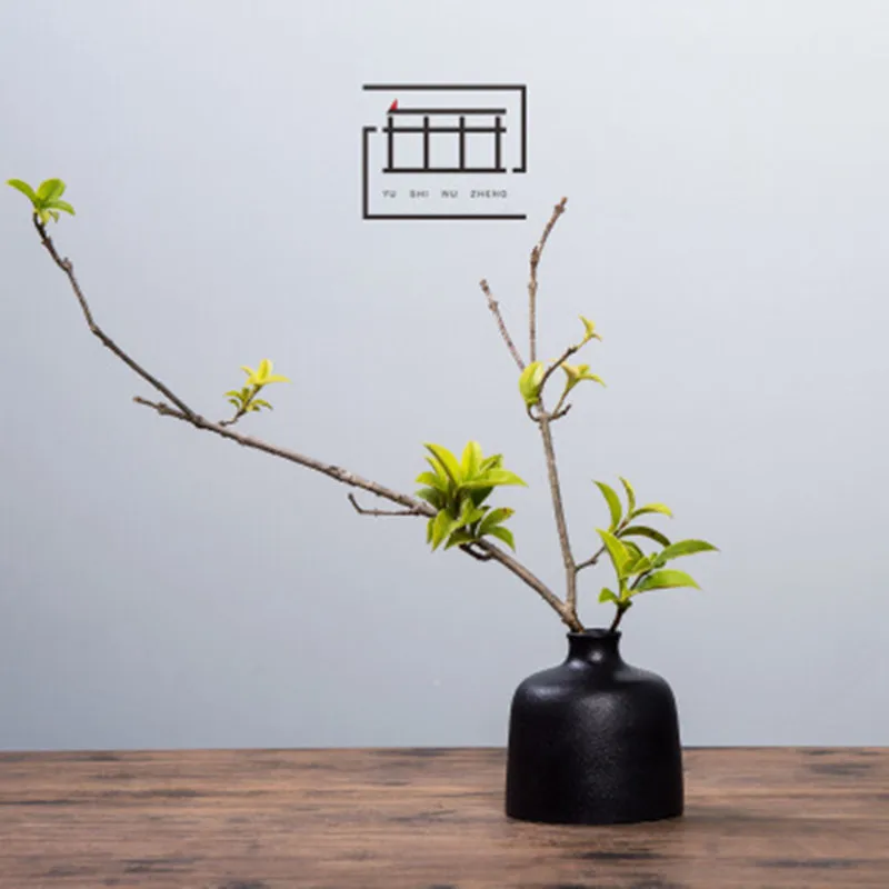 Лидер продаж Новый черный Керамика Цветочная композиция Маленькая ваза