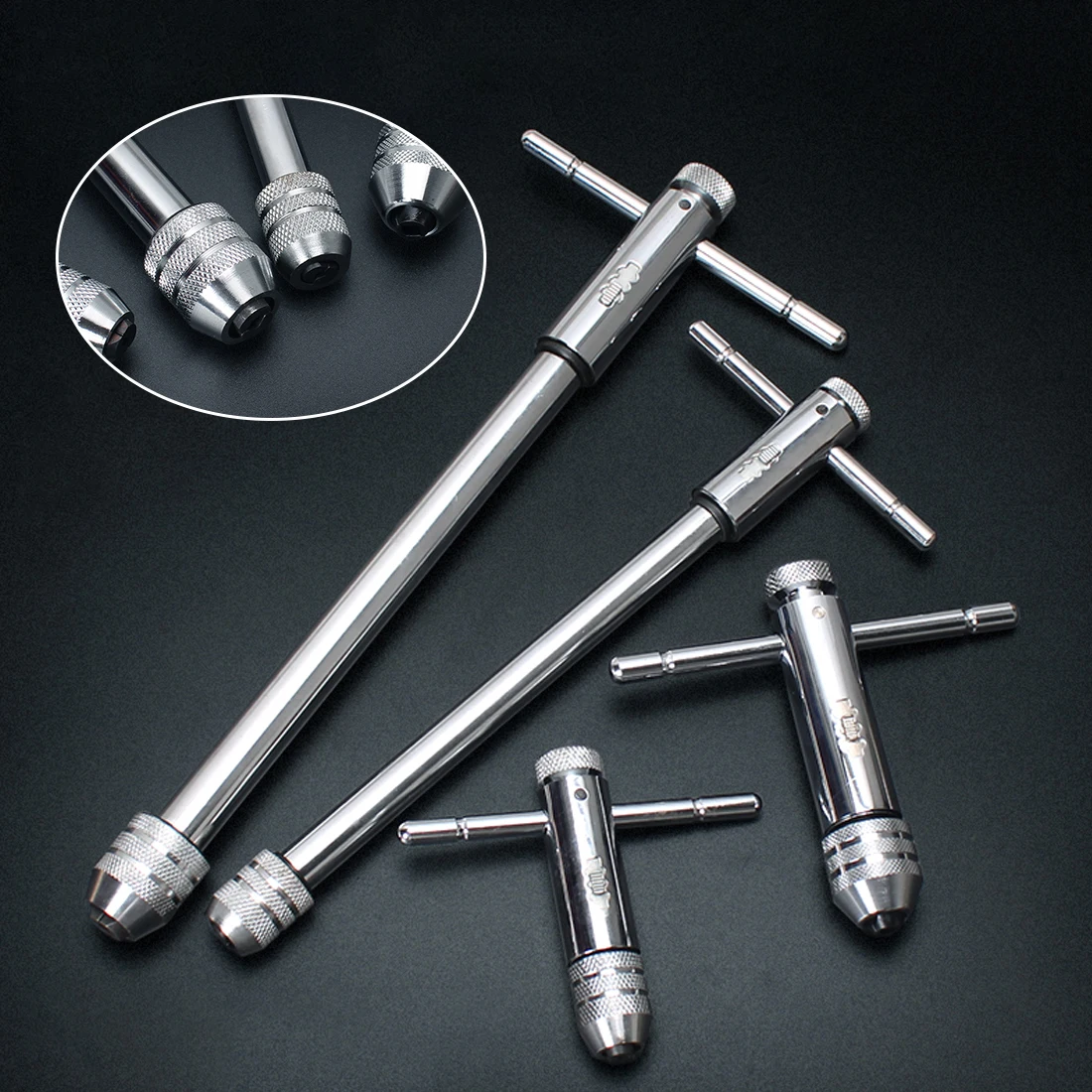 

M3-M8 M5-M12 Lengthen Reversible T Bar Handle Ratchet For Tap Die Set Taps Wrenches Wire tapping Wrench Adjustable Holder Tool