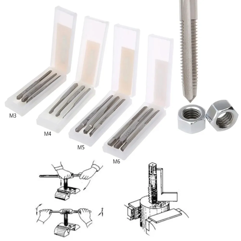 

3Pcs Hand Screw Thread Taps Metric Plug Tap Machine Hand Screw Tool New