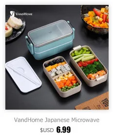 VandHome, японский детский Ланч-бокс, микроволновая печь, Bento box с отделениями, портативный, пшеничная солома, Bento, Ланч-бокс, контейнер для еды
