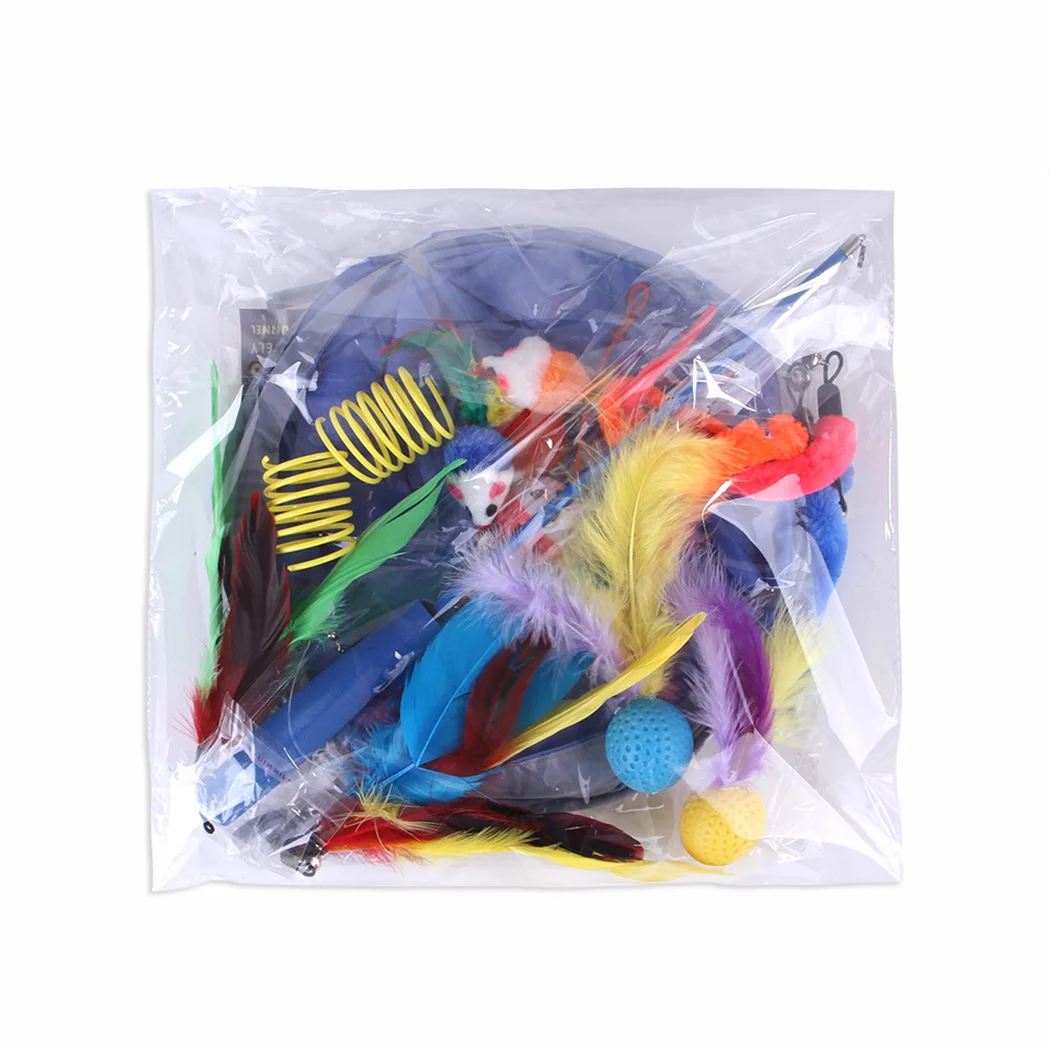 

14pcs/set Interactive Training Chew Ball Toy Feather tunnel Cat Teaser Wand For Pet Cat Dog Funny Pet Cat Kitten Ball Toys