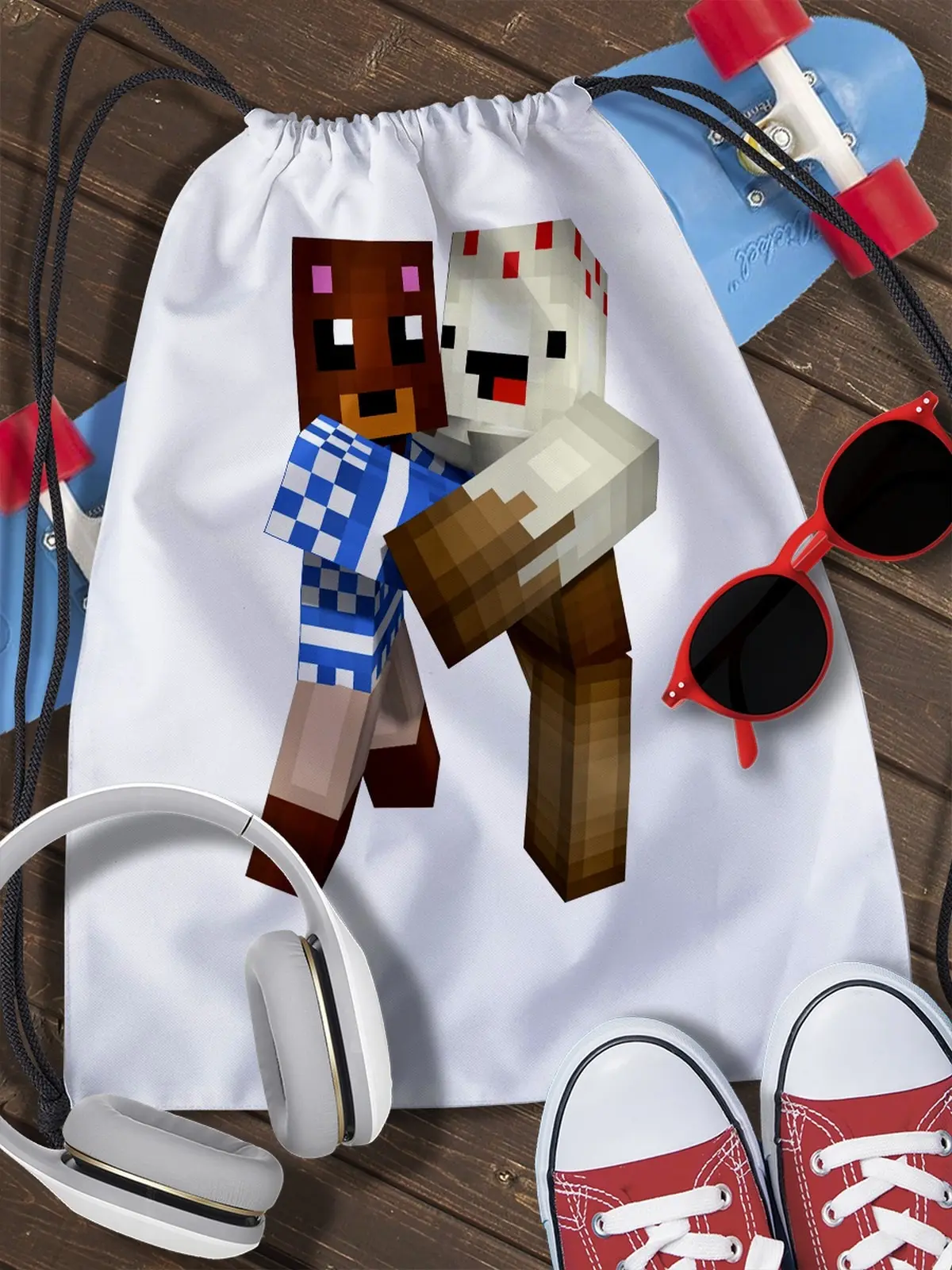 Сумка мешок для обуви майнкрафт (Minecraft пиксили блоки крипер стив Enderman Редстоун) - 38