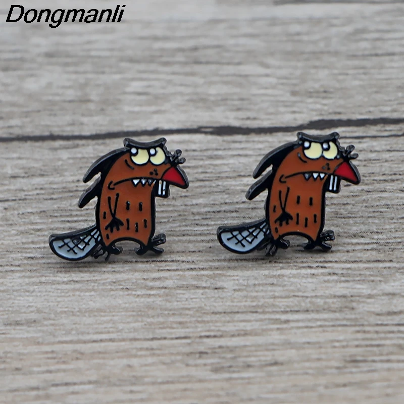 K1101 Beaver мультфильм аниме серьги гвоздики для женщин дети эмаль пирсинг Ювелирные