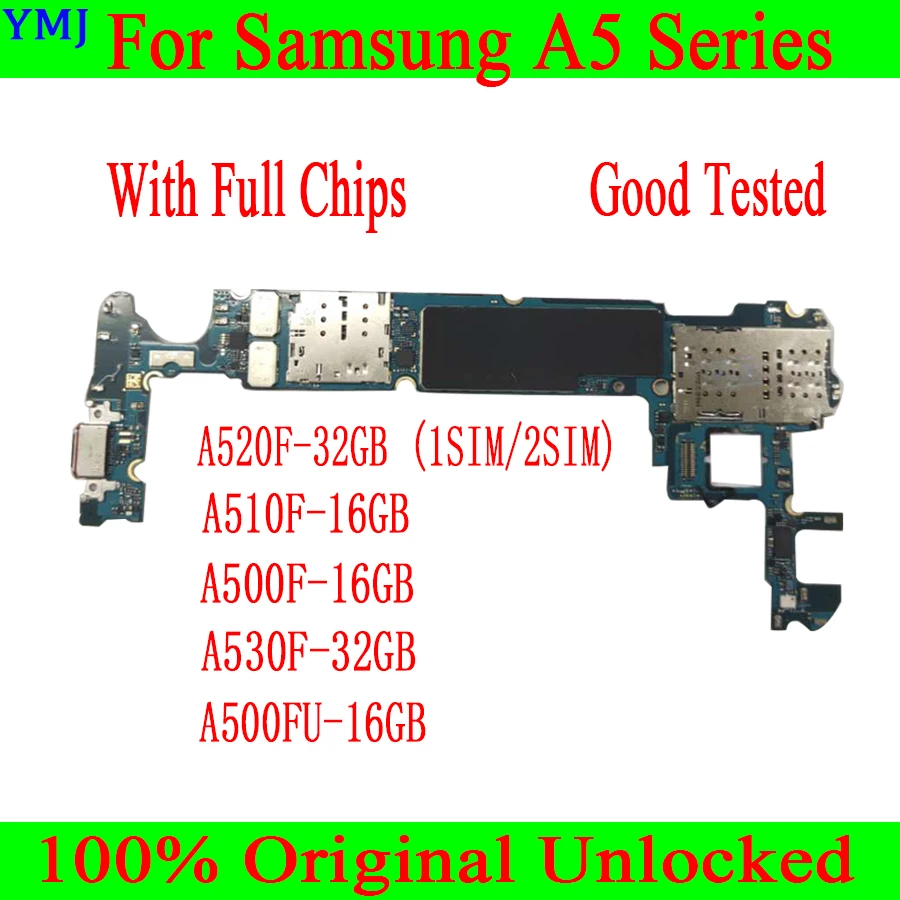 For Samsung Galaxy A5 A510F A520F A500FU A530F Motherboard 100% Original unlocked for Mainboard with Android |