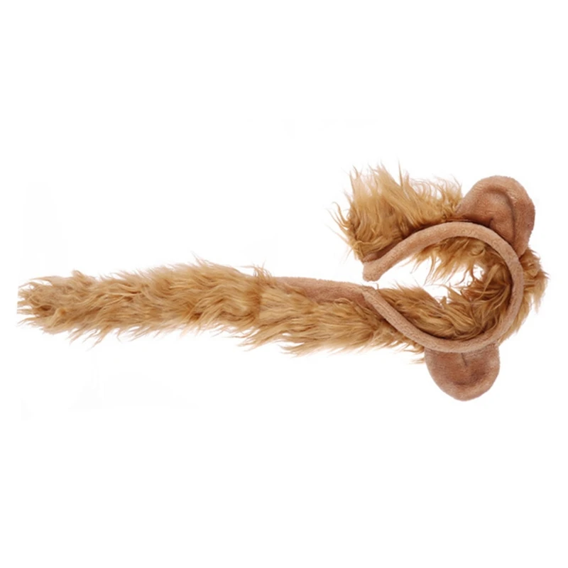 

Halloween Costume Lion Plush Ears Headband Tail and Paws Kit Lion Fingerless Costume for Adults Kids Halloween Decor