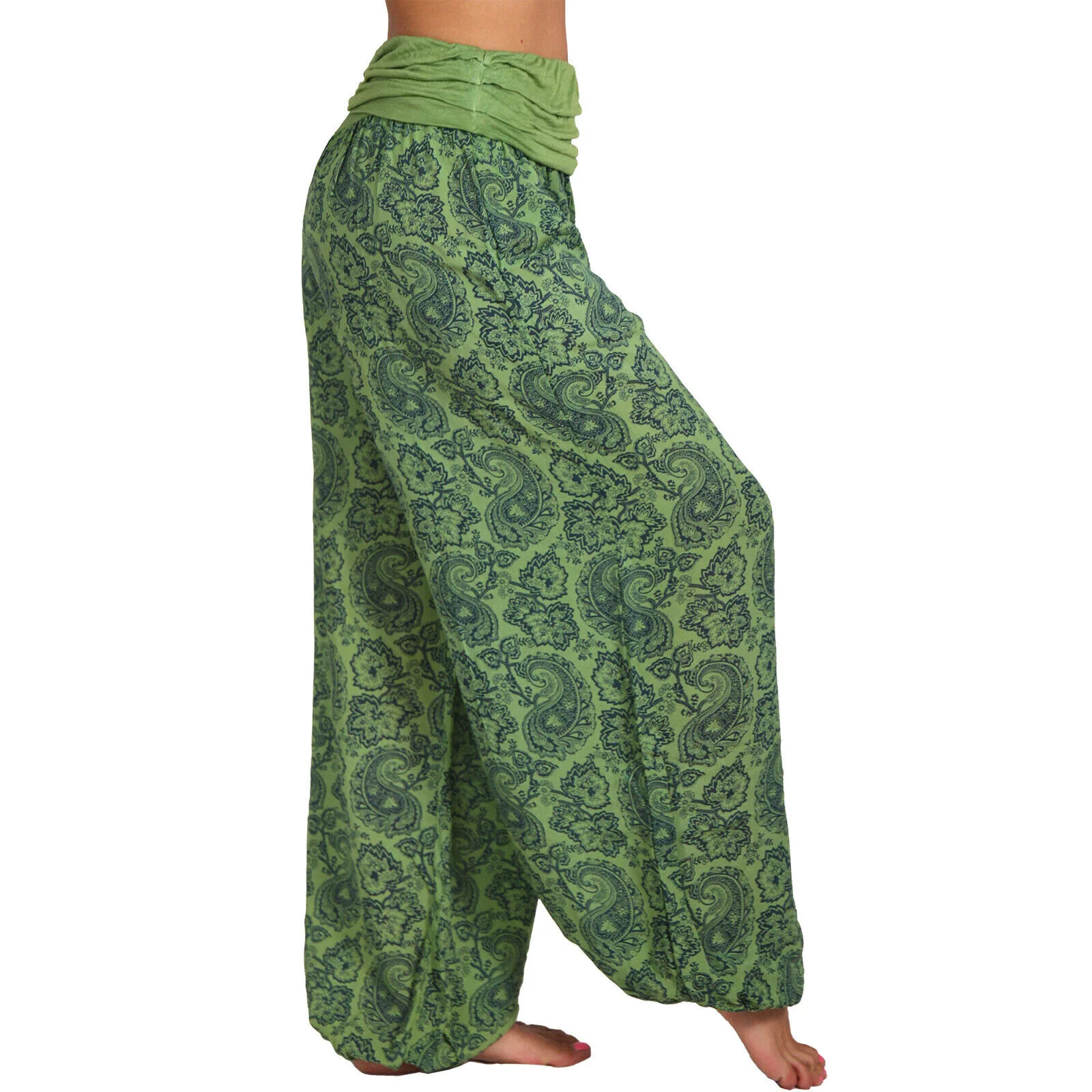 2021 European and American ladies fashion digital printing casual harem pants   1686