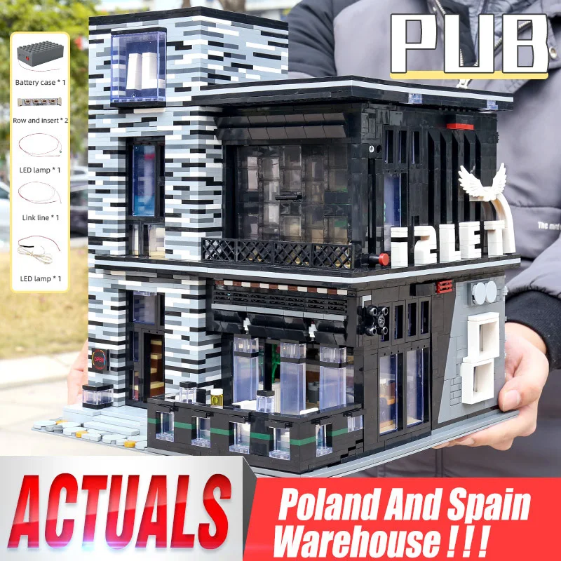 Молд KING 16042 конструктор уличный вид MOC паб и ресторан модульные модели наборы