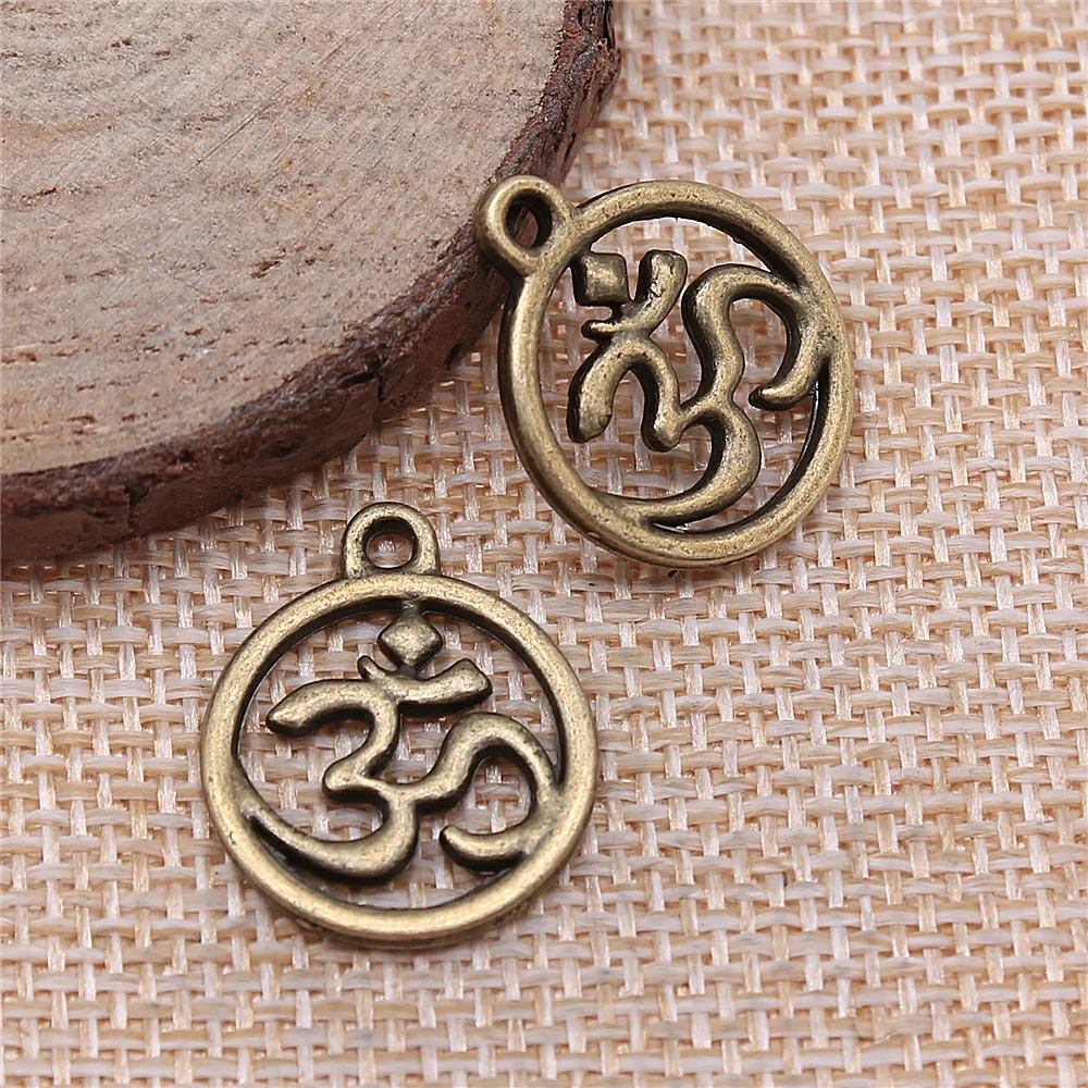 

free shipping 34pcs 21x17mm antique bronze OM charms diy retro jewelry fit Earring keychain hair card pendant accessories